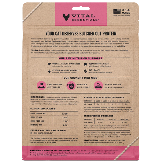 VITAL ESSENTIALS 雞肉 凍乾迷你肉粒 貓主糧 (8oz/12oz)