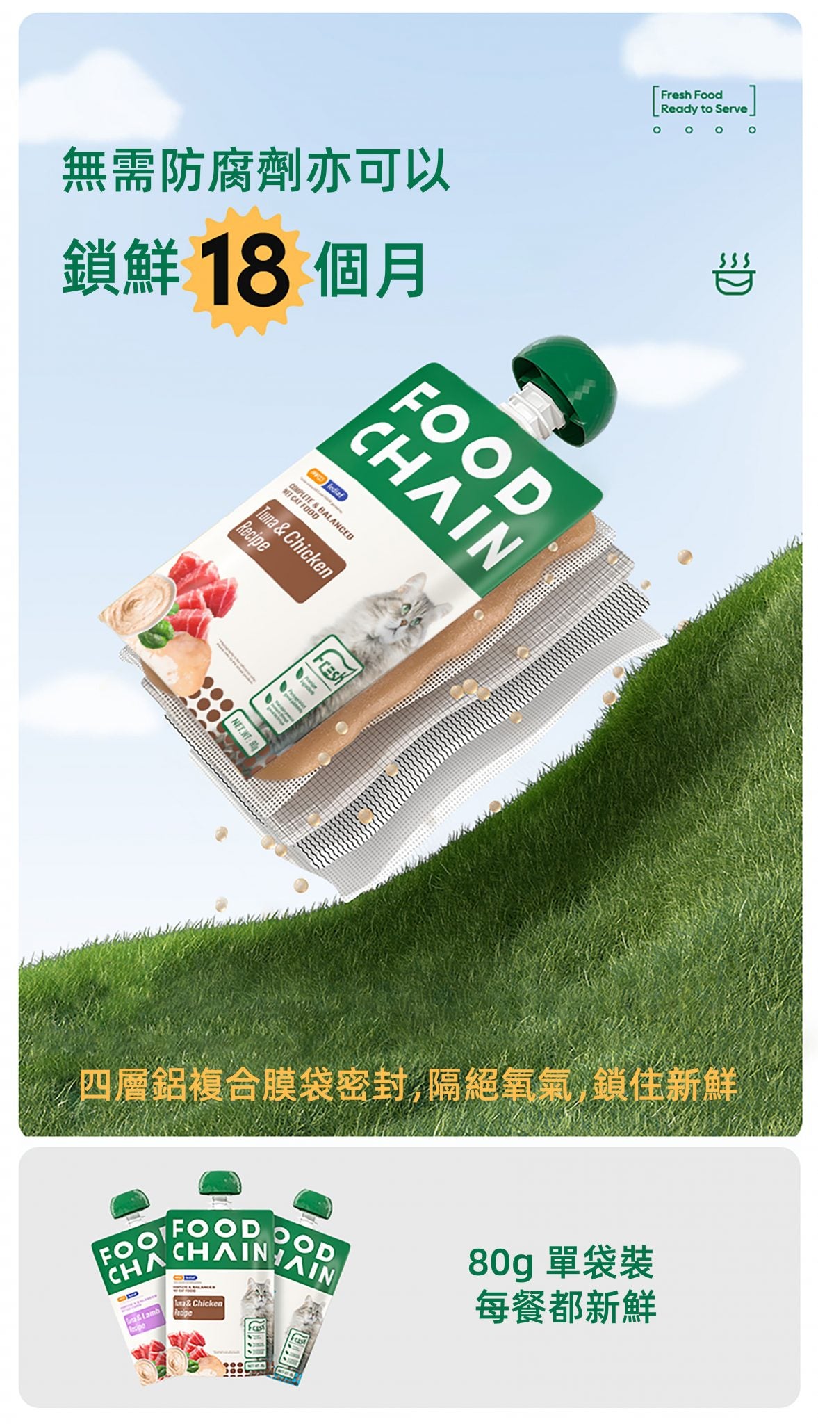 FOOD CHAIN 全營養貓用生骨肉主食醬包 80g