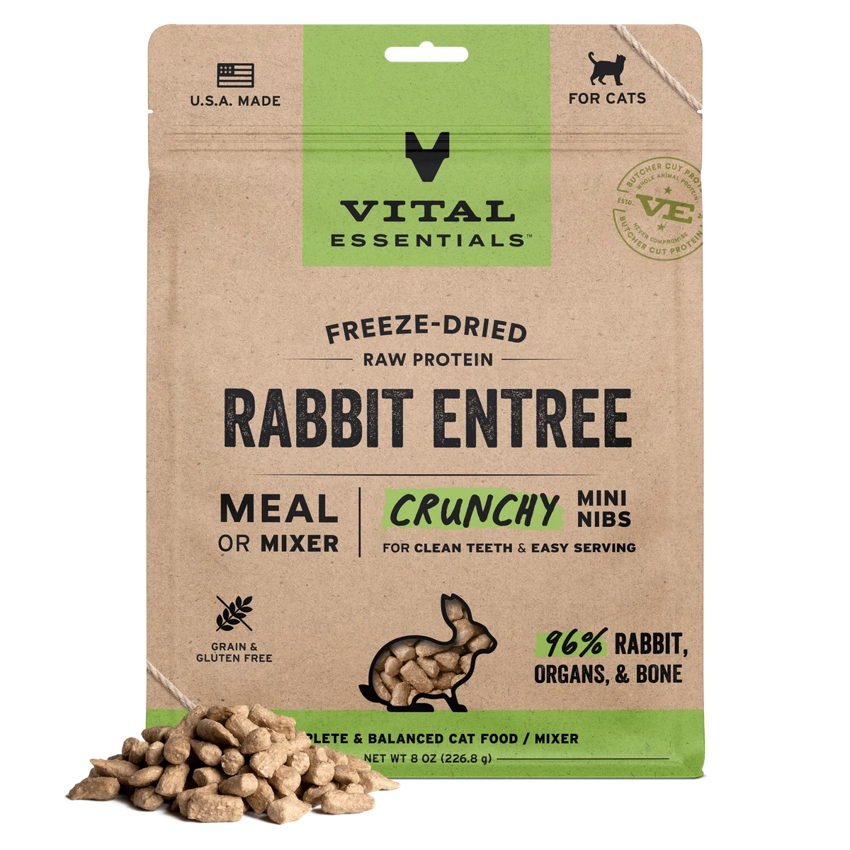 VITAL ESSENTIALS 兔肉 凍乾迷你肉粒 貓主糧(8/12oz)