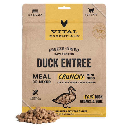 VITAL ESSENTIALS 鴨肉 凍乾迷你肉粒 貓主糧（8/12oz）
